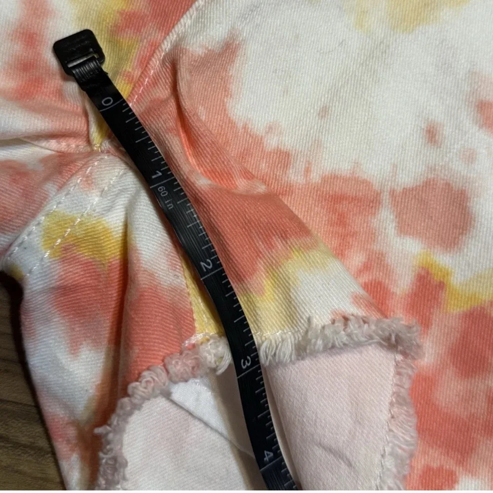 The Children's Place Girls Tie Dye Overall Shorts Size 5 Orange Pink White Denim